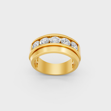 Majestic 1.82 Ct Round Lab-Grown Diamond Men's Wedding Ring in a polished 14K Yellow Gold setting.