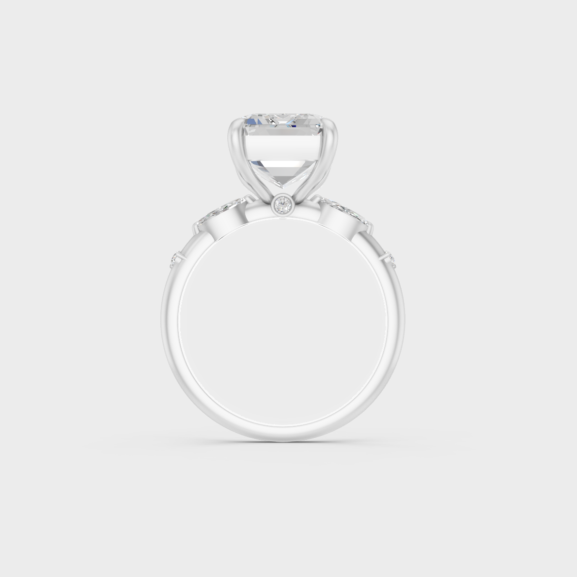 On-hand fit shot of 4.56 carat multishape lab grown diamond ring in platinum