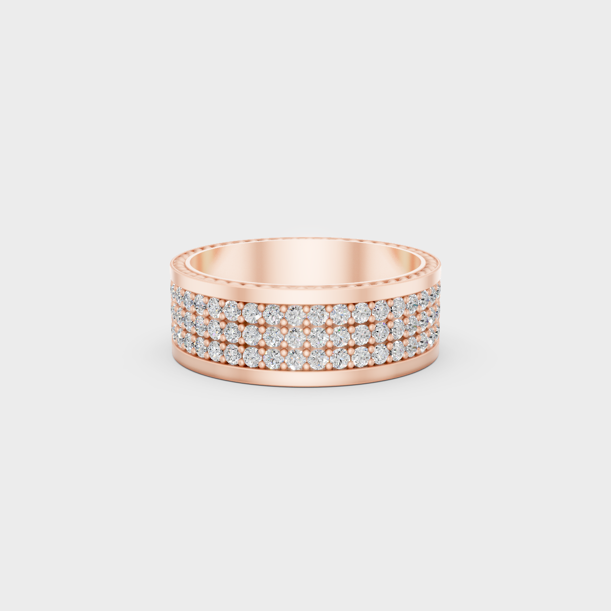 3.08 carat round cut lab grown diamond mens band crafted in 14k rose gold