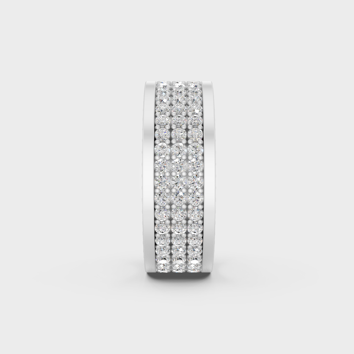 Hand model wearing 3.08 carat lab grown diamond mens statement ring in platinum
