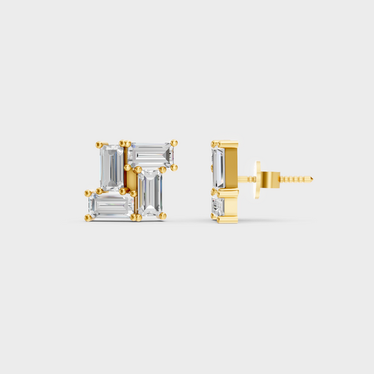 2.88 Ct Baguette Cut Lab Diamond Stud Earrings