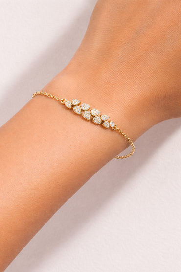 Yellow Gold Lab Grown Round Diamond Chain Bracelet