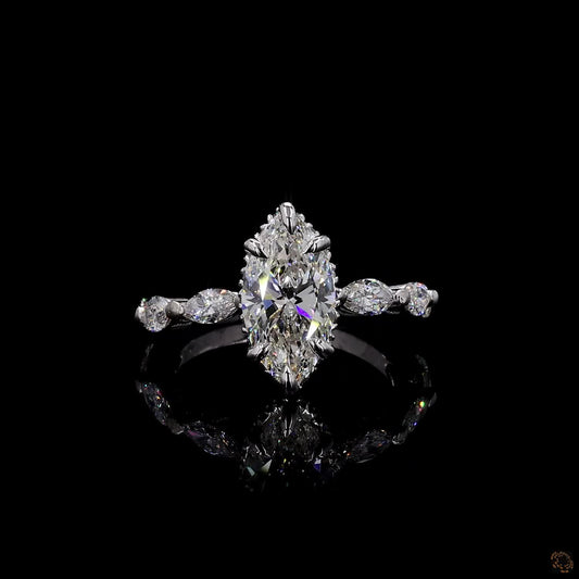 White gold lab grown diamond halo ring marquise and round