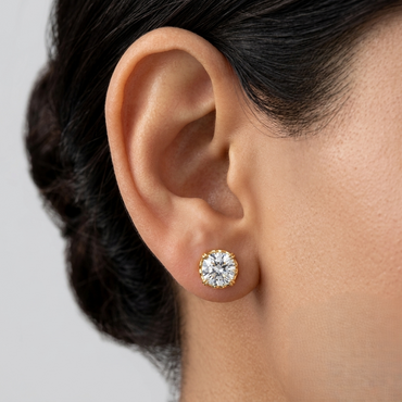 Certified 4 ct total lab-grown cushion-cut diamond stud earrings (2 ct each), crafted in 9K, 14K, 18K yellow, white, or rose gold, or 950 platinum—ethical luxury jewelry with brilliant sparkle and customizable options.