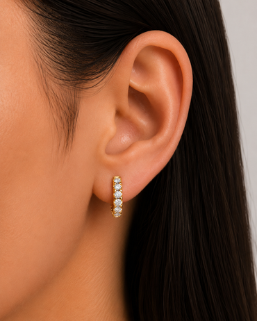 Round Lab Grown Diamond Hoop Earrings In 14k Yellow Gold