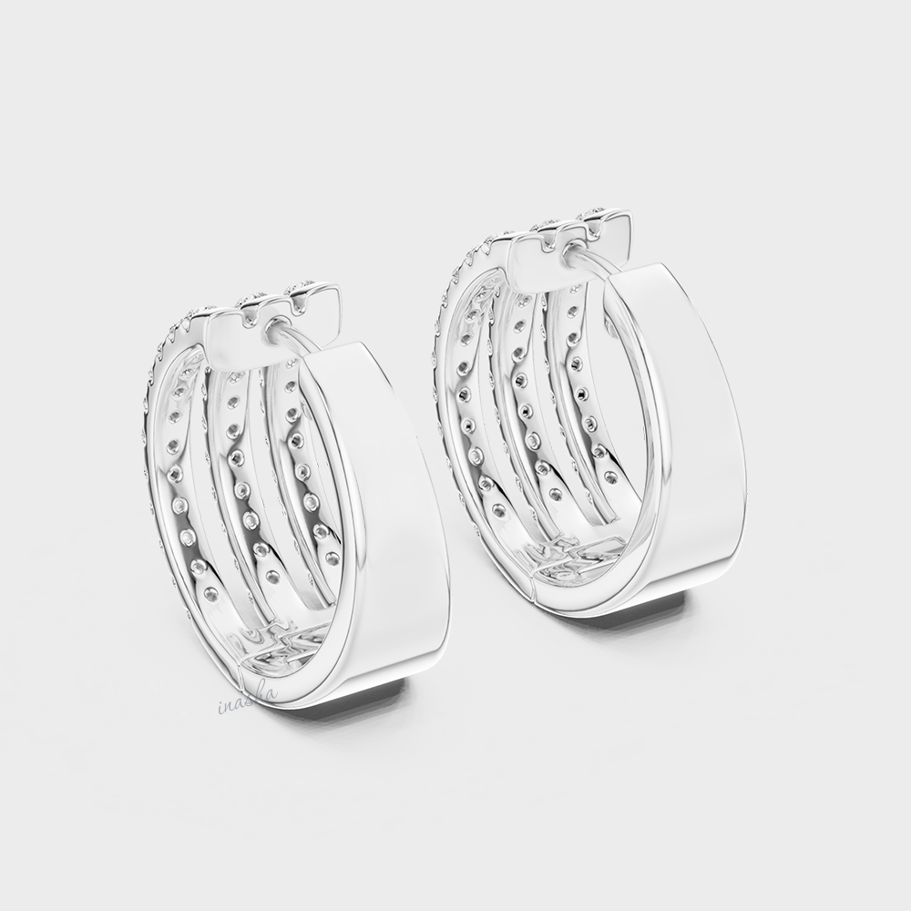 Premium Lab-Grown Round Diamond Hoop Earrings In White Gold 1.98 Ct Total