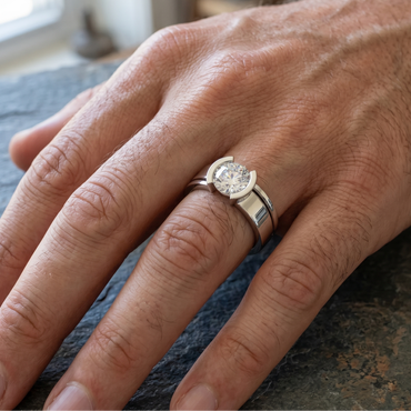Platinum Men’s Round Lab Diamond Ring For Refined Brilliance