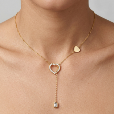 Emerald And Round-Cut Lab-Grown Diamond Pendant In 18K Yellow Gold