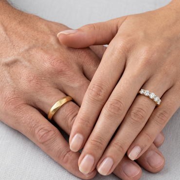 yellow gold lab grown diamond couple rings set for matching wedding Ring