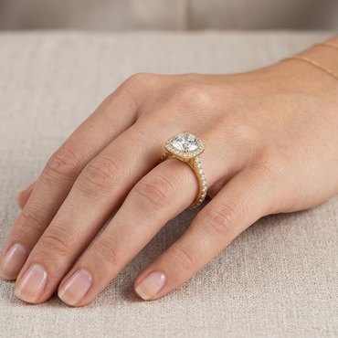 Yellow Gold Engagement Ring Featuring A 1.83Ct Round Lab Diamond
