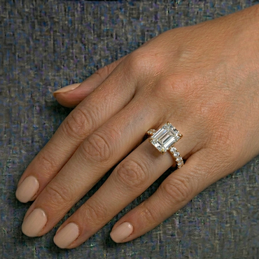 Yellow Gold Statement Ring With Emerald Hidden Halo