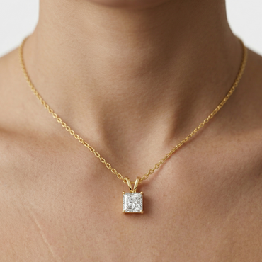 Gli Certified Princess-Cut Lab-Grown Diamond Pendant In Yellow Gold