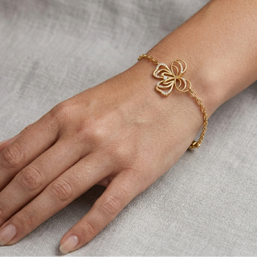 Yellow Gold Round Cut Diamond Bracelet