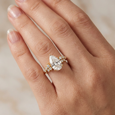 Pear Diamond Solitaire Ring In 14K Yellow Gold