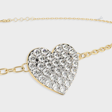 Luxury yellow gold lab grown diamond heart chain bracelet round cut premium fine jewelry