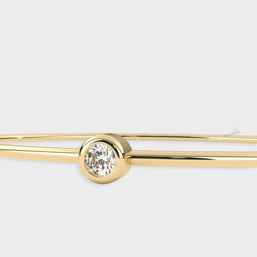 Certified Lab Diamond Kada Bracelet Round Cut Hallmark Yellow Gold