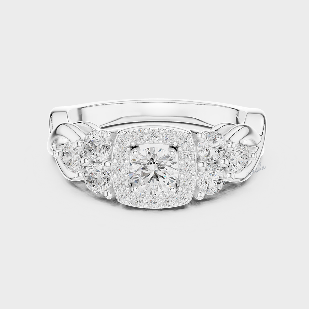 Elegant White Gold Double Halo Engagement Ring