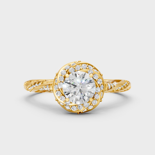 Igi Gli Certified Round-Cut Lab-Grown Diamond Twist Band Halo Ring In 18K Yellow Gold