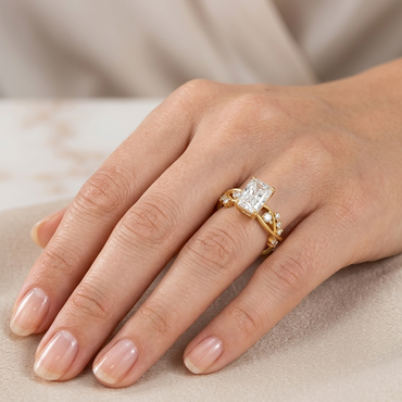 Radiant Diamond Solitaire Ring In 14K Yellow Gold