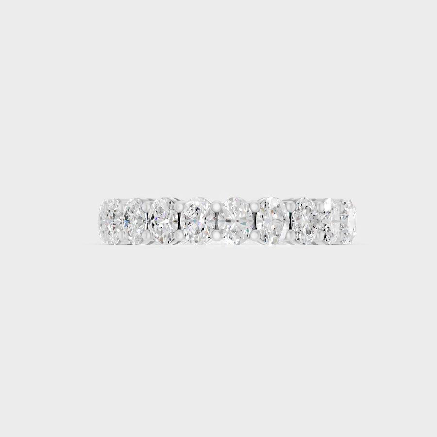 White Gold Certified Oval Diamond Band Elegant Style