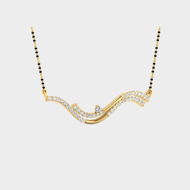 Traditional 14K Yellow Gold Mangalsutra With A Sustainable 0.37 Ct Round Lab Diamond