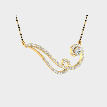 Traditional 14K Yellow Gold Mangalsutra With A Sustainable 0.63 Ct Round Lab Diamond