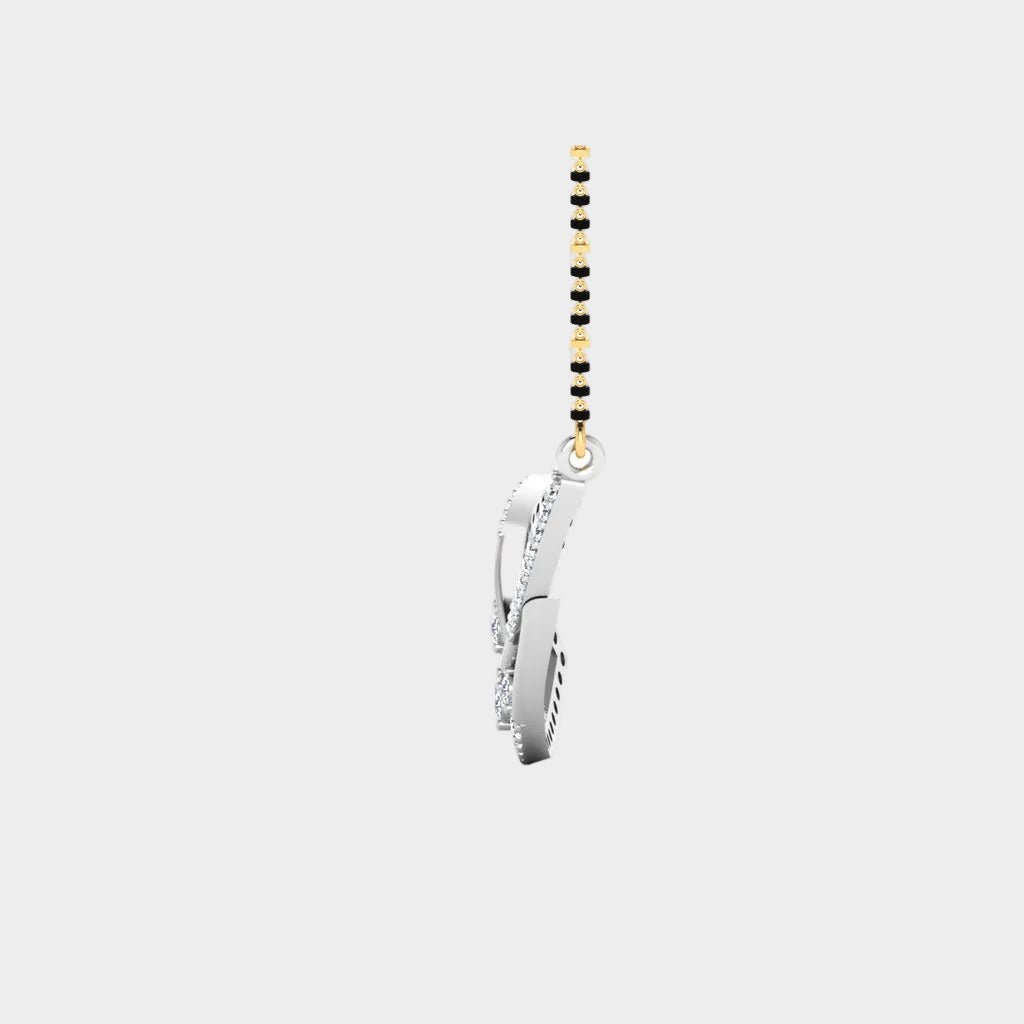 High-Polish 950 Platinum Lab Diamond Mangalsutra With Traditional Black Beads