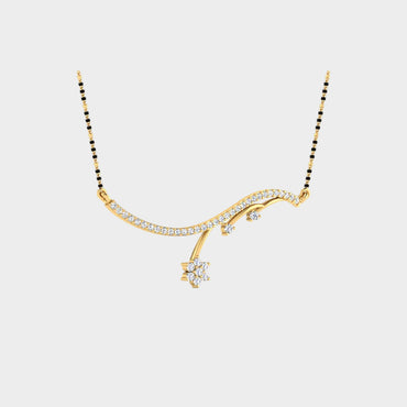 Traditional 14K Yellow Gold Mangalsutra With A Sustainable 0.35 Ct Round Lab Diamond