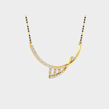 Traditional 14K Yellow Gold Mangalsutra With A Sustainable 0.32 Ct Round Lab Diamond