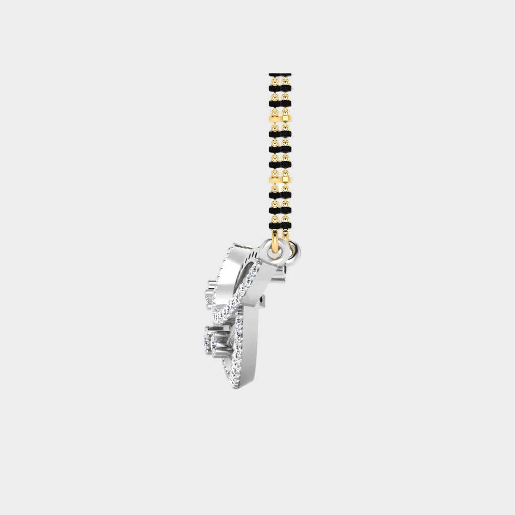 High-Polish 950 Platinum Lab Diamond Mangalsutra With Traditional Black Beads