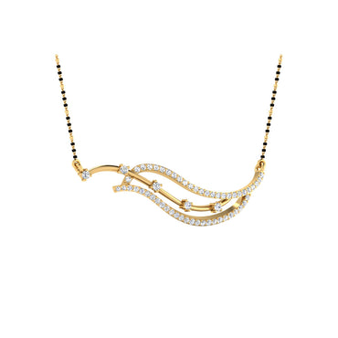 Traditional 14K Yellow Gold Mangalsutra With A Sustainable 0.43 Ct Round Lab Diamond