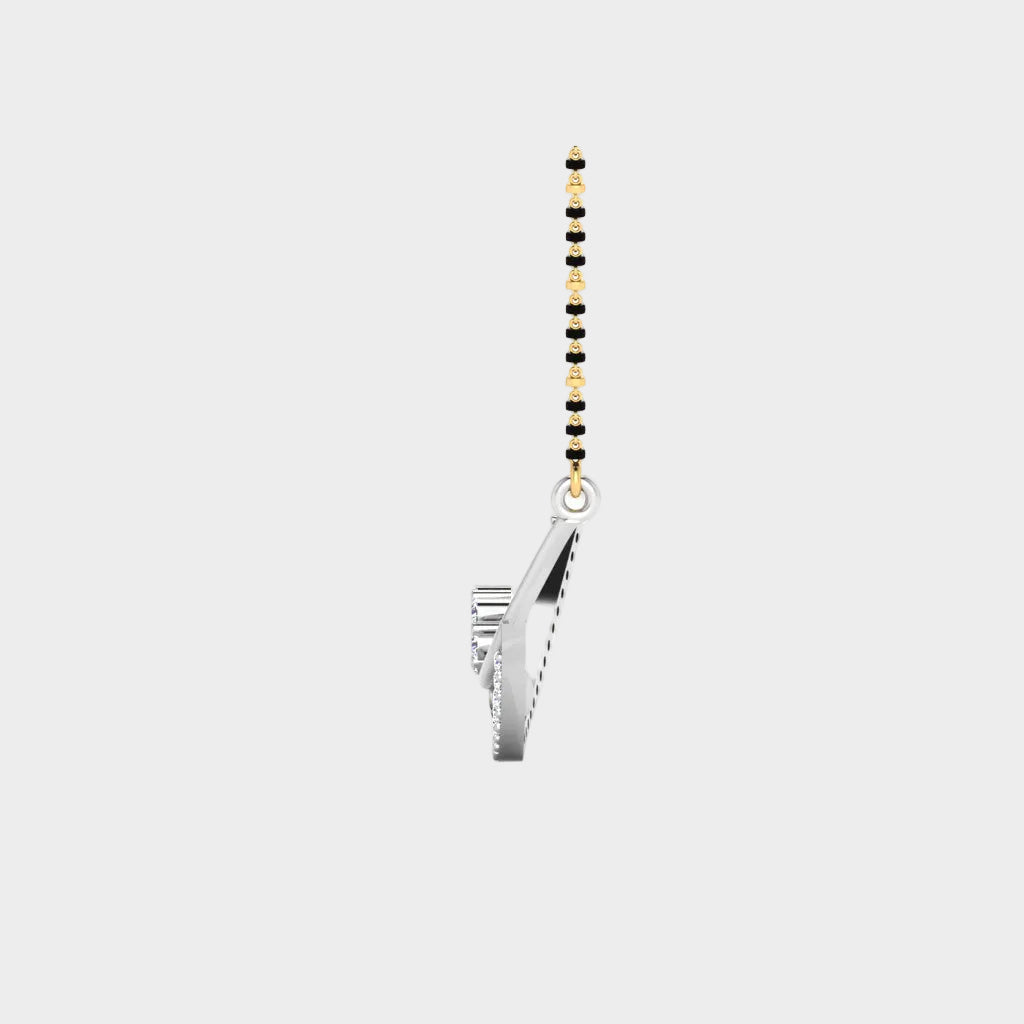High-Polish 950 Platinum Lab Diamond Mangalsutra With Traditional Black Beads