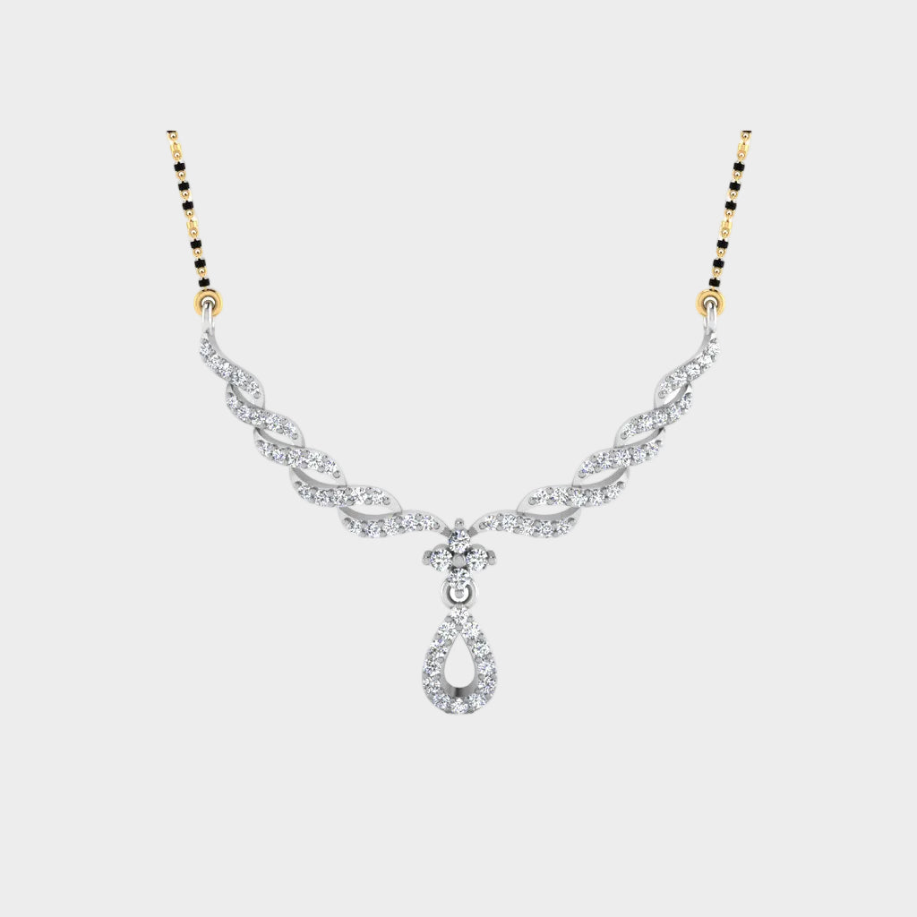 0.33 Carat Round Lab-Grown Diamond Mangalsutra In 14K White Gold For Modern Brides