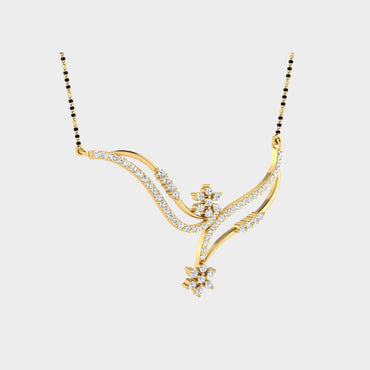 Traditional 14K Yellow Gold Mangalsutra With A Sustainable 0.60 Ct Round Lab Diamond