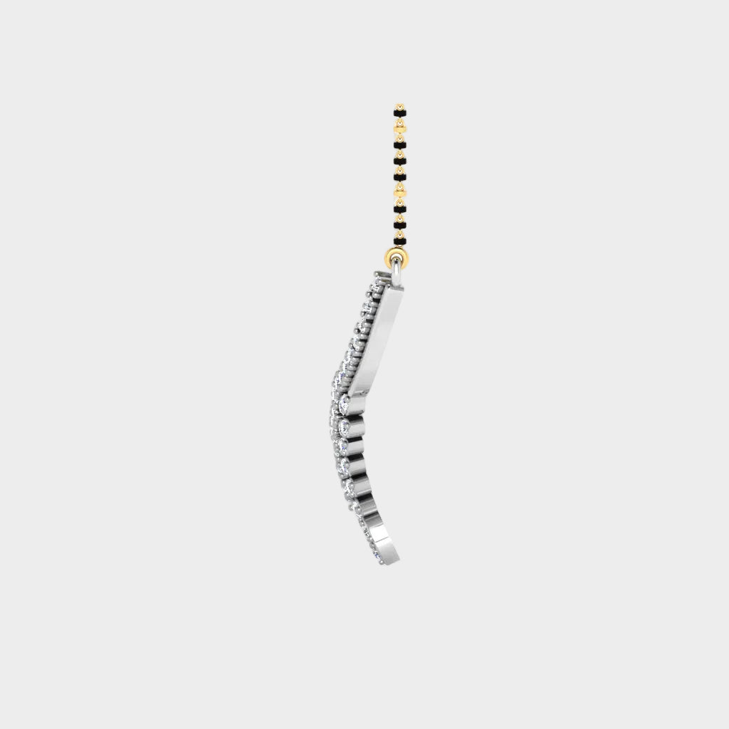High-Polish 950 Platinum Lab Diamond Mangalsutra With Traditional Black Beads