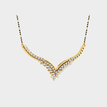 Traditional 14K Yellow Gold Mangalsutra With A Sustainable 0.57 Ct Round Lab Diamond