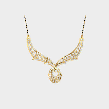 Traditional 14K Yellow Gold Mangalsutra With A Sustainable 0.98 Ct Round Lab Diamond