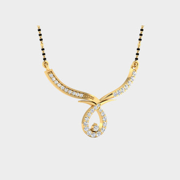 Traditional 14K Yellow Gold Mangalsutra With A Sustainable 0.24 Ct Round Lab Diamond