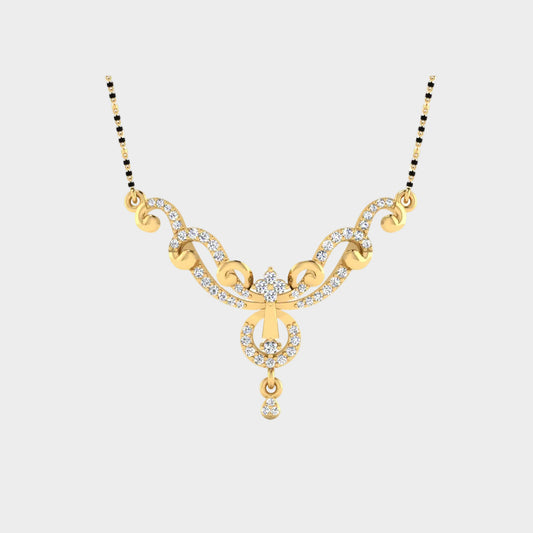 0.33 Carat Round Lab-Grown Diamond Mangalsutra In 18K Yellow Gold Classic Design