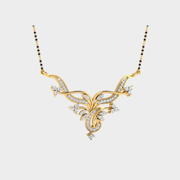 Traditional 14K Yellow Gold Mangalsutra With A Sustainable 0.35 Ct Round Lab Diamond