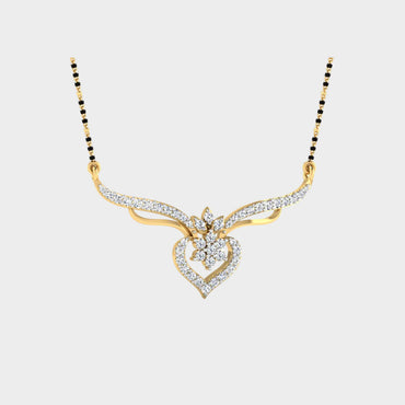 Traditional 14K Yellow Gold Mangalsutra With A Sustainable 0.38 Ct Round Lab Diamond