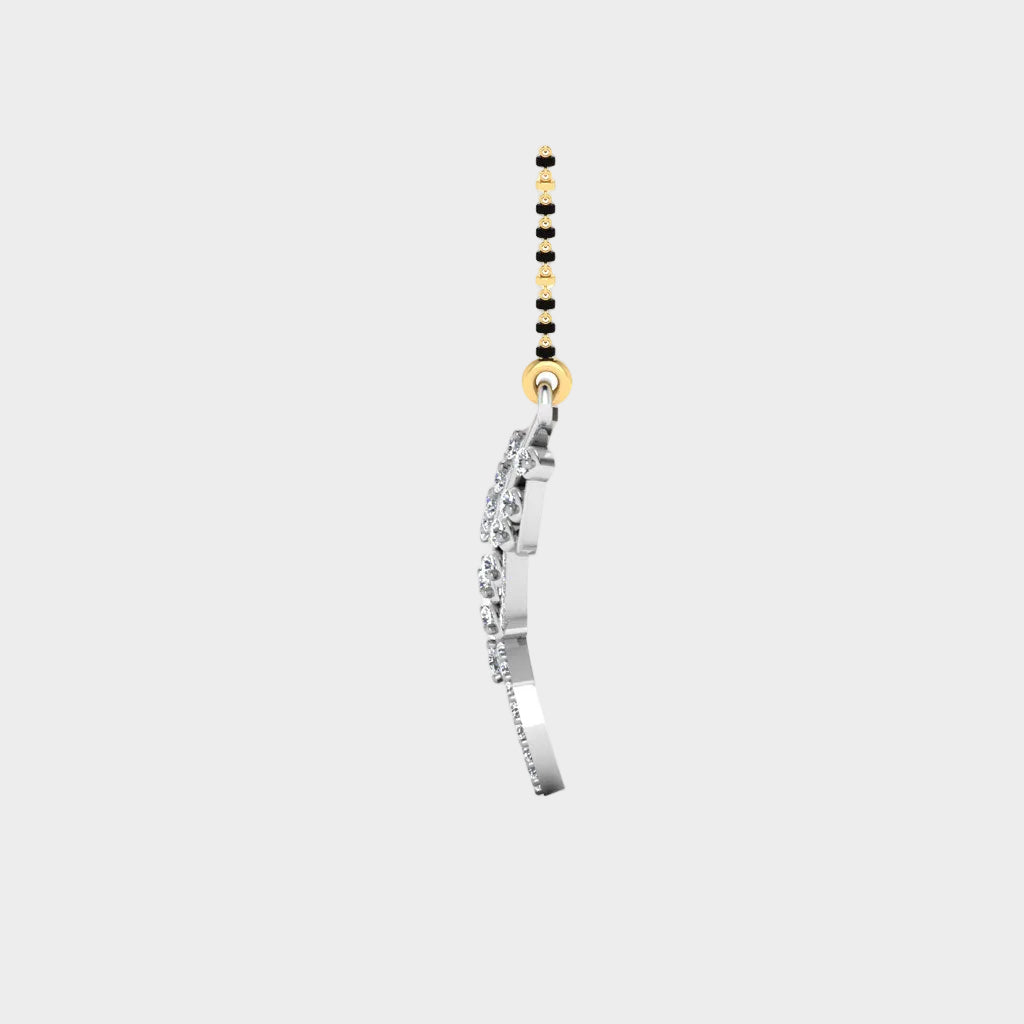 High-Polish 950 Platinum Lab Diamond Mangalsutra With Traditional Black Beads