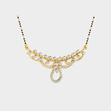 Traditional 14K Yellow Gold Mangalsutra With A Sustainable 0.40 Ct Round Lab Diamond