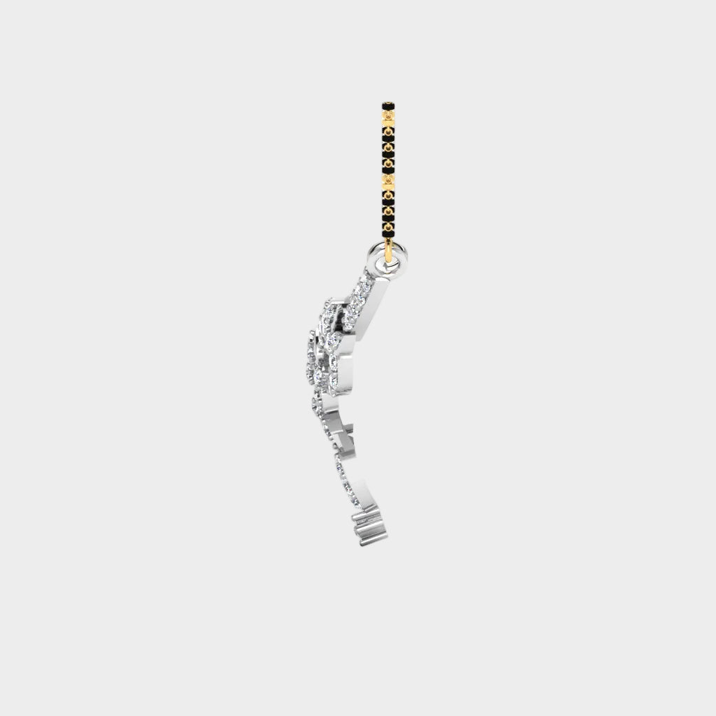 High-Polish 950 Platinum Lab Diamond Mangalsutra With Traditional Black Beads
