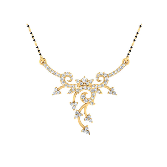 0.44 Carat Round Lab-Grown Diamond Mangalsutra In 18K Yellow Gold Classic Design