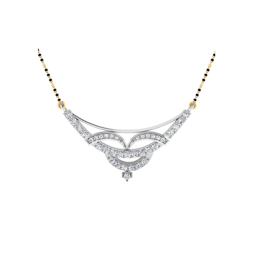 0.42 Carat Round Lab-Grown Diamond Mangalsutra In 14K White Gold For Modern Brides