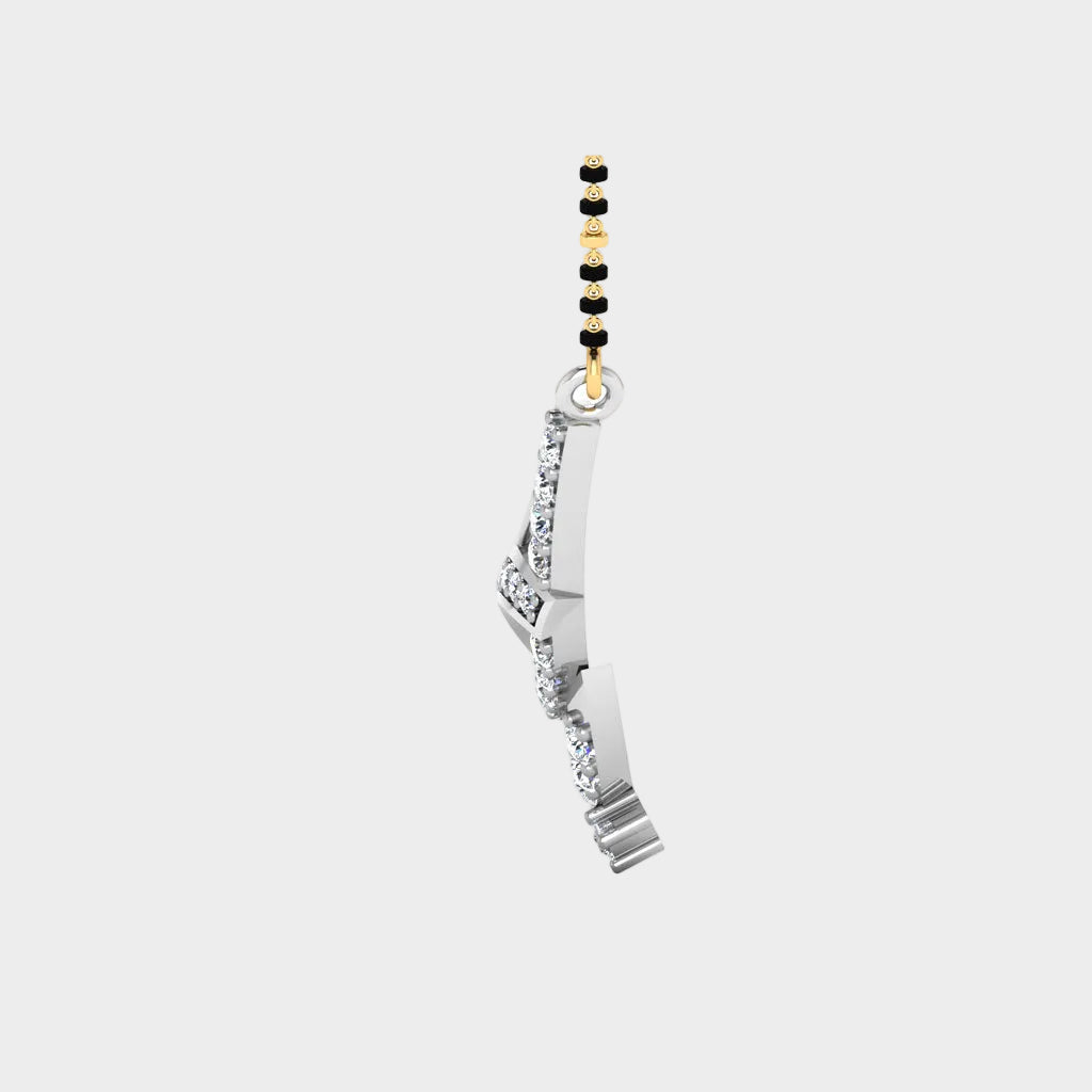 High-Polish 950 Platinum Lab Diamond Mangalsutra With Traditional Black Beads