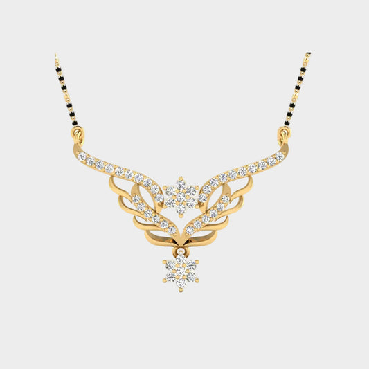 0.38 Carat Round Cut Lab-Grown Diamond Mangalsutra in 14K Yellow Gold