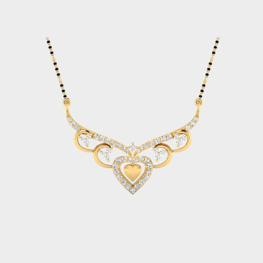 0.34 Carat Round Cut Lab-Grown Diamond Mangalsutra in 14K Yellow Gold