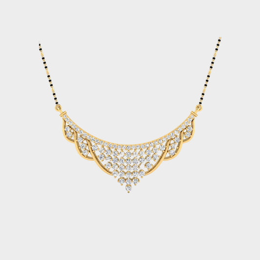 0.92 Carat Round Cut Lab-Grown Diamond Mangalsutra in 14K Yellow Gold